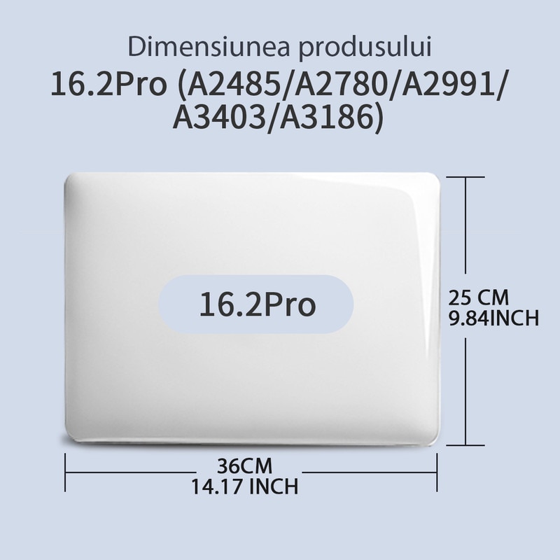 Carcasa Laptop pentru MacBook Pro 16 2025 2024-2021 M4 M3 M2 M1 Pro/Max, compatibila cu A3403 A3186 A2991 A2780 A2485, carcasa de protectie rigida, husa de protectie rezistenta la zgarieturi, transparenta