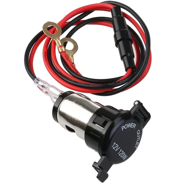 AYSTOAYS® autós szivargyújtó aljzat, 12V, 120W, fedéllel, beépített biztosítékkal