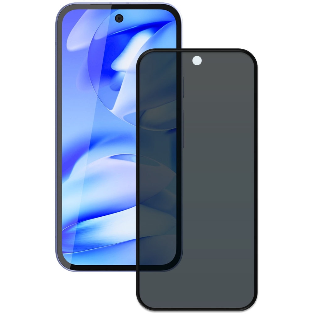Folie din sticla securizata pentru Google Pixel 9a, HAMSTERBOX Privacy Shield, Protectie completa ecran, Full face, Aplicare rapida, Case Friendly, Negru