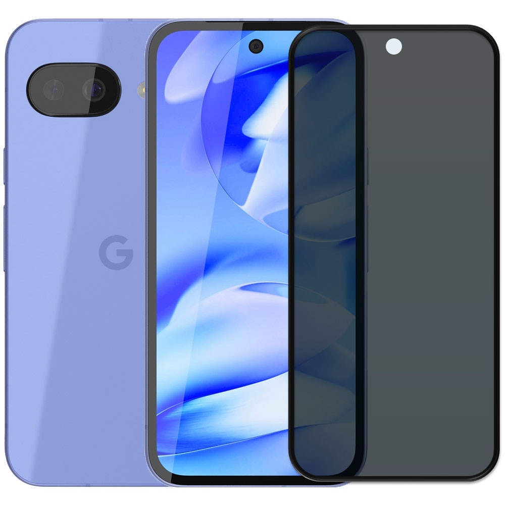 Folie din sticla securizata pentru Google Pixel 9a, HAMSTERBOX Privacy Shield, Protectie completa ecran, Full face, Aplicare rapida, Case Friendly, Negru