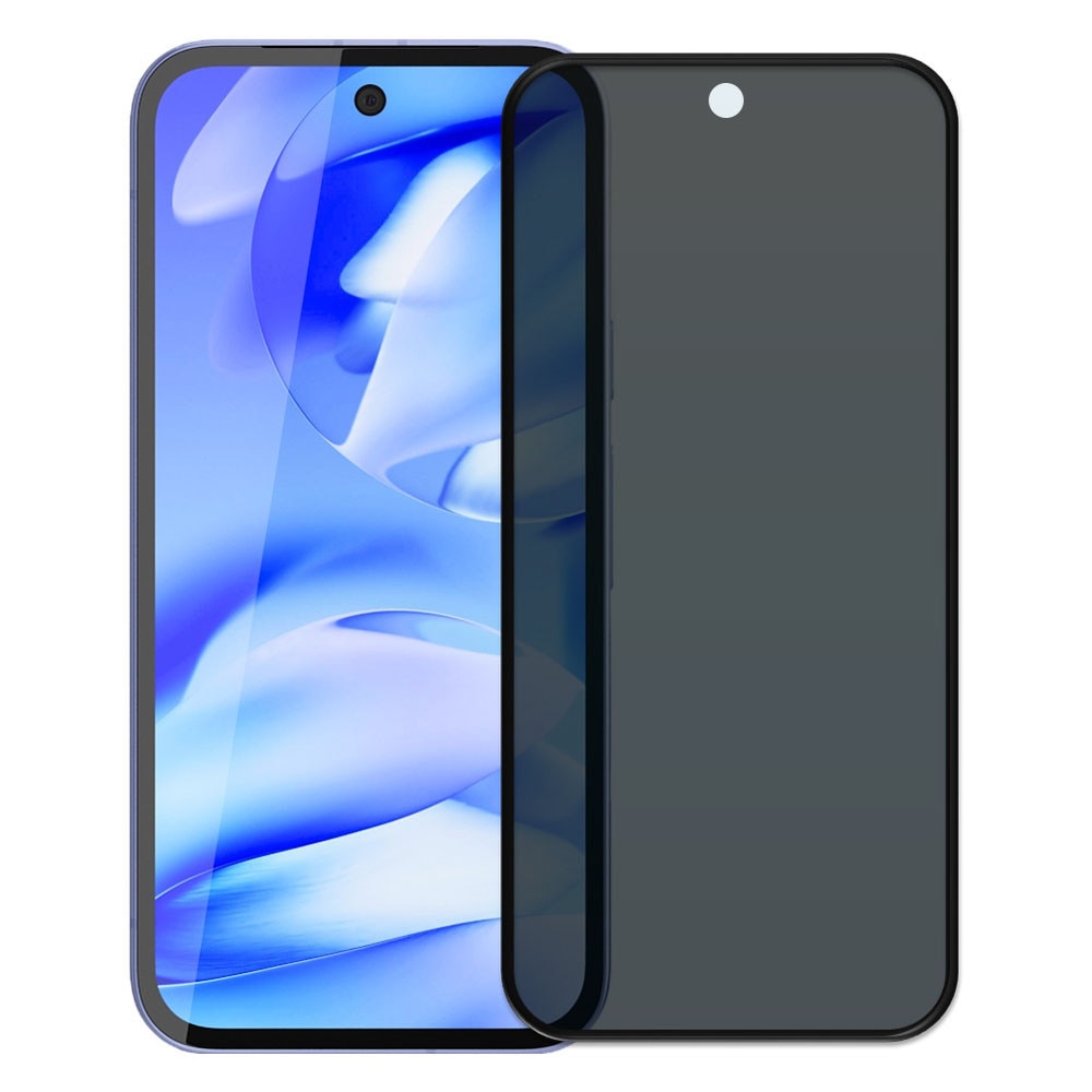 Folie din sticla securizata pentru Google Pixel 9a, HAMSTERBOX Privacy Shield, Protectie completa ecran, Full face, Aplicare rapida, Case Friendly, Negru