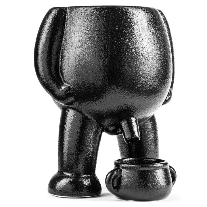 Ghiveci decorativ GadgetMaster, ceramică, sistem de irigare, negru, 13, 8x12x7, 5cm, set