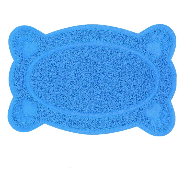 Covoras Antiderapant CHIRASO pentru Caini si Pisici, din PVC, 58x38 cm, Albastru