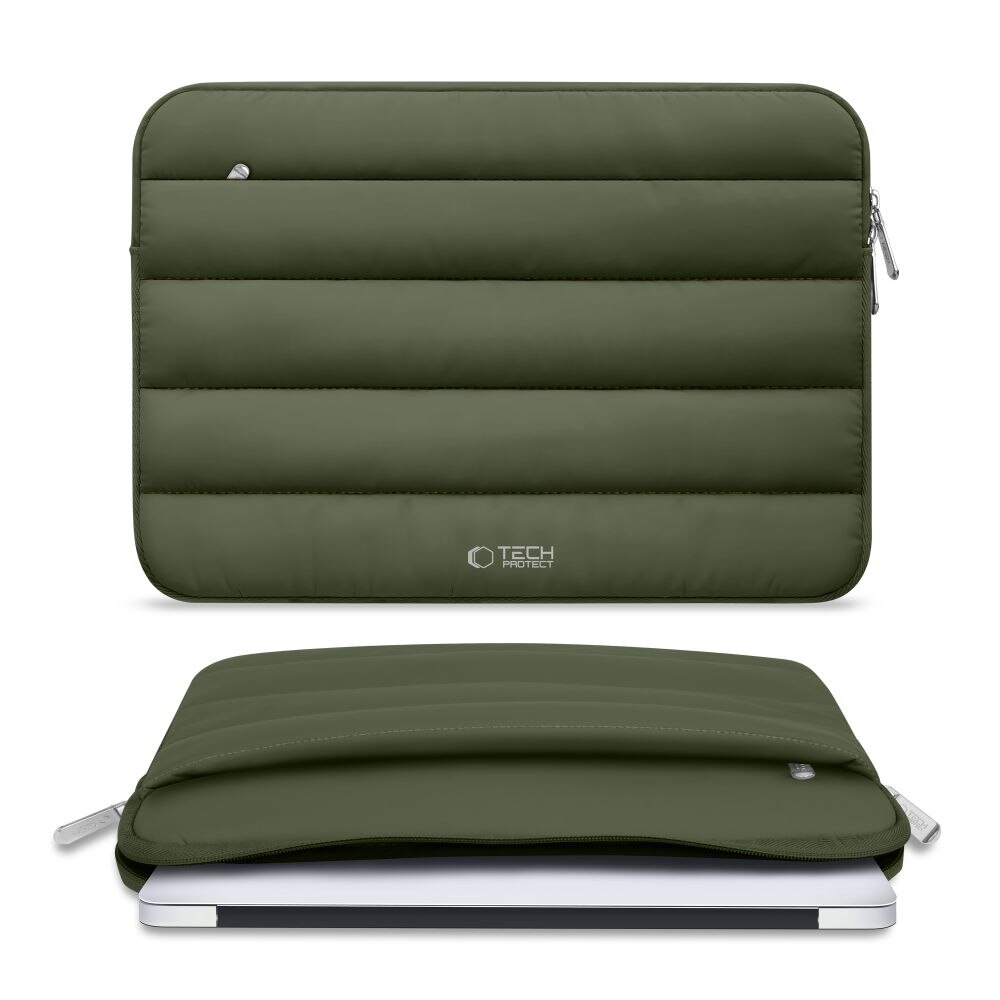 Husa TECH-PROTECT Fluffy compatibila cu laptop 15/16 inch Army Green