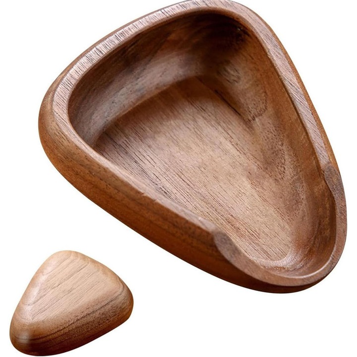 Set bol din lemn cu lingura, design artizanal, 10x8.5x3cm, pentru snacks-uri sau decorativ