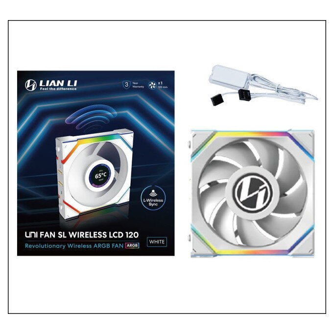 Ventilator Lian Li UNI FAN SL Wireless LCD ARGB PWM - 120 mm, Alb