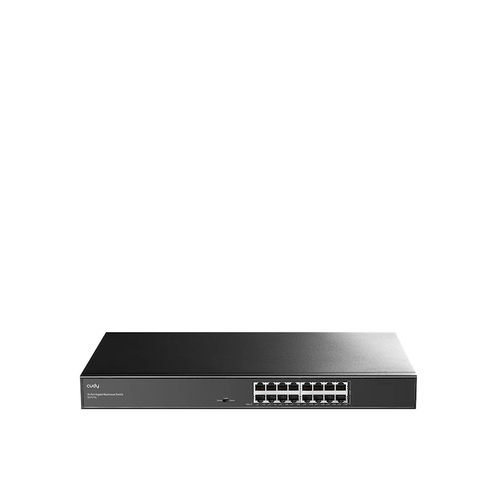 Switch Cudy GS1016L, 16 porturi, 10/100/1000, pentru rack de 19", metalic