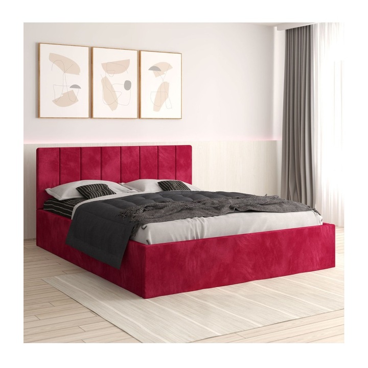 Pat Tapitat Sorin Visiniu + Saltea Lux Ortopedica