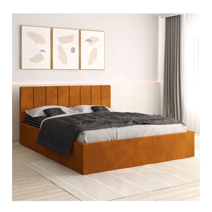 Pat Tapitat Sorin Caramiziu + Saltea Lux Ortopedica