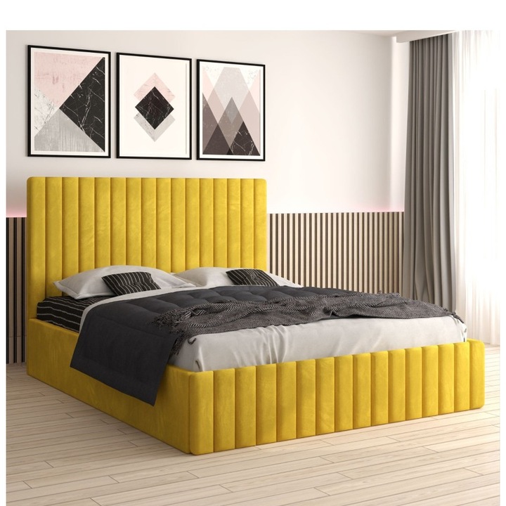 Pat Tapitat Luca Galben + Saltea Lux Ortopedica