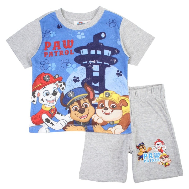Pijamale copii cu maneca scurta, 100% bumbac, multicolor, Happy Days, Paw Patrol, Multicolor