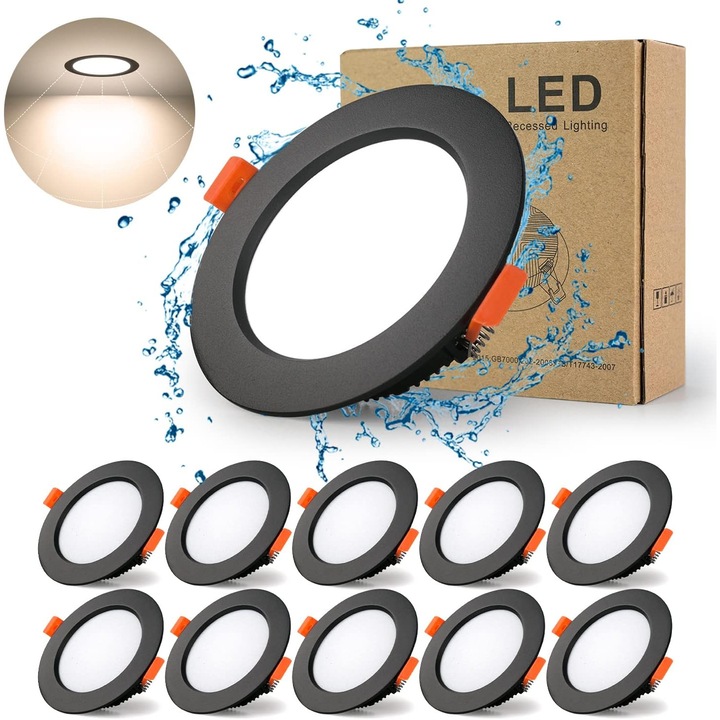 Spot LED incastrat HERUSI, aluminiu, negru, 5W, 100x29mm