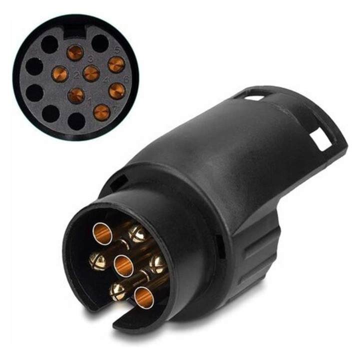 Adaptor remorca HERUSI TM3034, 7-13 pini, plastic, universal, negru