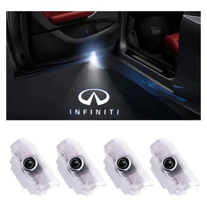 Комплект 4 LED Прожектора за Лого на Врата на Автомобил HERUSI Infiniti G M Q FX EX QX Многоцветни