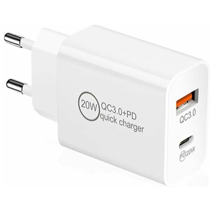 Incarcator rapid 20W HERUSI USB C USB A, universal, negru