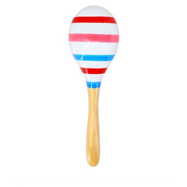 Instrument Muzical pentru Copii, Maracas din lemn, Alb, 18.5 cm