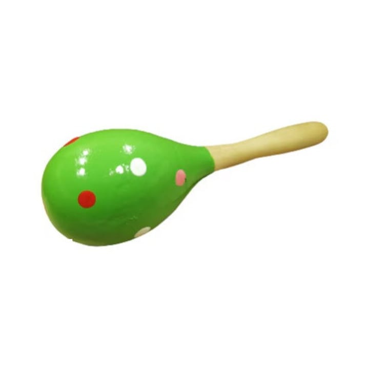 Instrument Muzical pentru Copii, Maracas din lemn, Verde, 18.5 cm