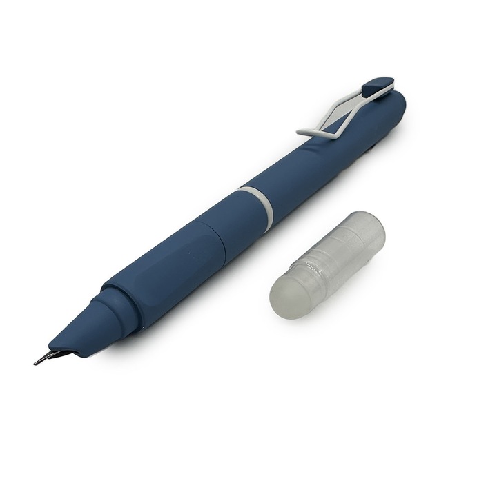 Stilou de Plastic cu Guma si Cerneala Termosensibila 16306, tip Friction, Cu Stergere si Rescriere, Penita Ascunsa, Mecanism prin Rasucire, Albastru Marin, Vision XXI