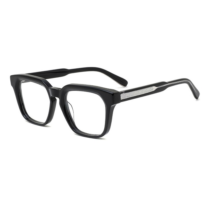 Ochelari de protectie Premium pentru calculator, ecran telefon, laptop, TV, fara dioptrii, lentile transparente, model Square, rama negra, antireflex, anti lumina albastra, unisex, Tessero, negru