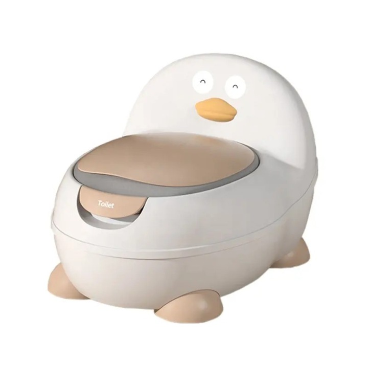 Детско гърне с мека анатомична седалка, удобен дизайн, кремав цвят - Идеално за преход към тоалетна