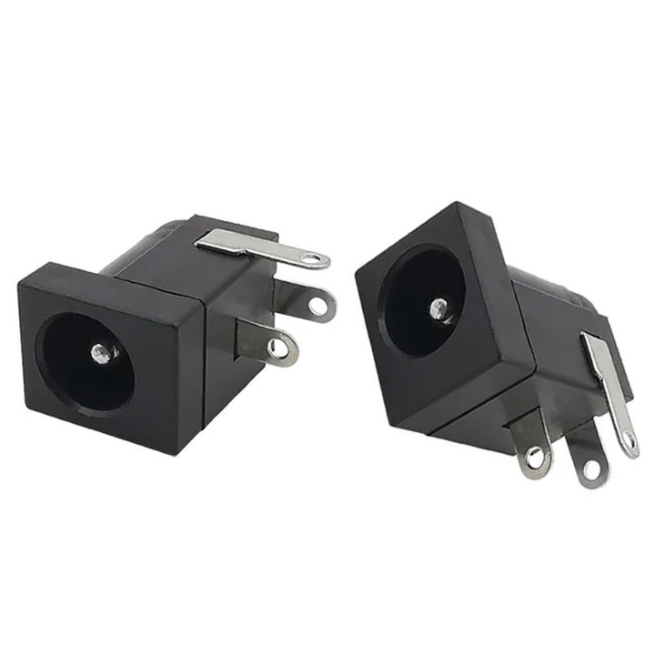 Set 2 bucati mufa alimentare panou DC mama, 5.5mm x 2.1mm, 3 pini, negru