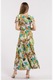 CAMISSI, Rochie maxi cu croiala in A si model, Multicolor, M