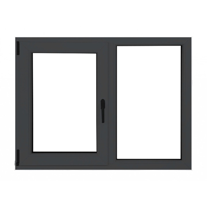 Fereastra PVC termopan Klass, 6 camere izolare, 1460 x 1160 mm, gri antracit, deschidere oscilobatanta stanga