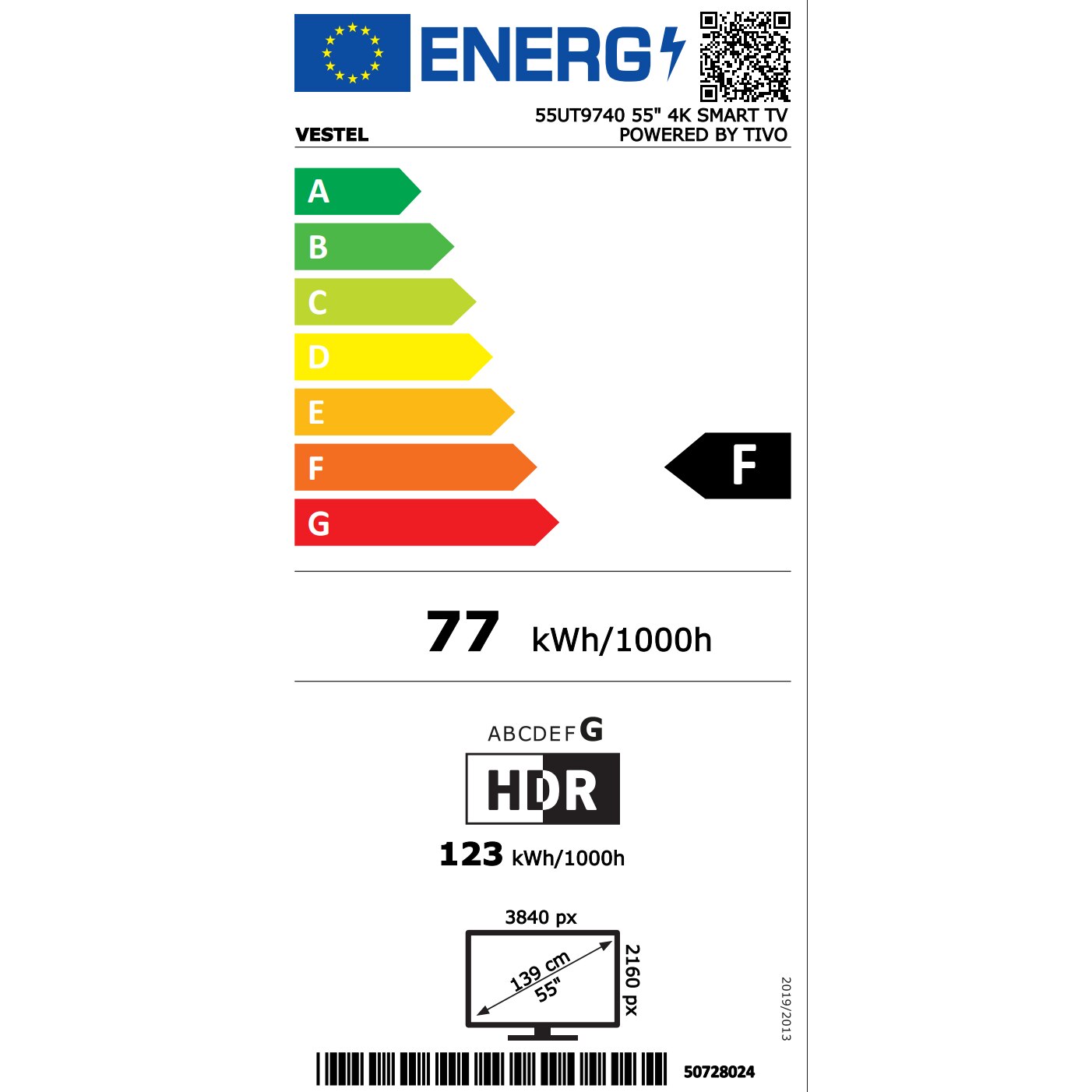 Televizor Vestel 55UT9740, 4K, Ultra HD, Smart TV, 139 cm, Micro Dimming