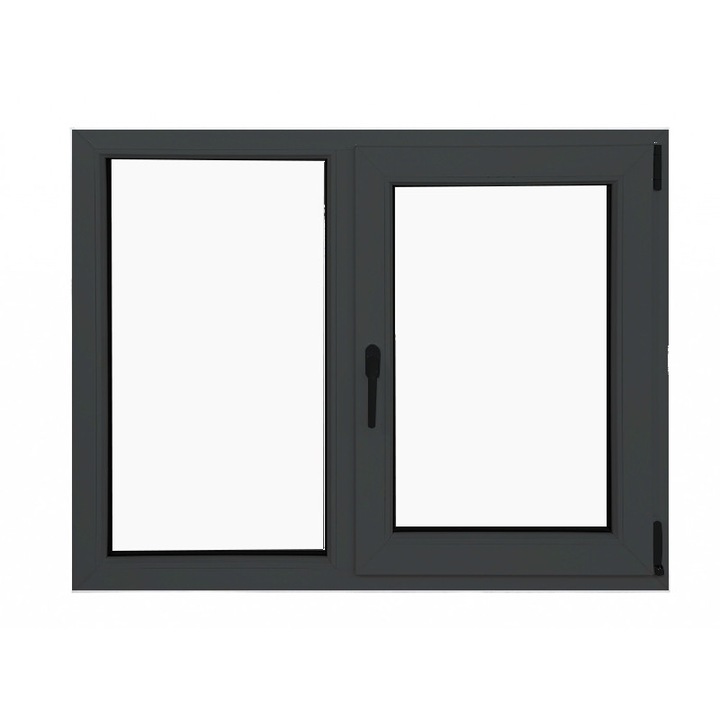 Fereastra PVC cu geam termopan, profil VEKA 76MD - 6 camere izolare, antracit, 1200x1200 mm, dreapta, oscilobatant