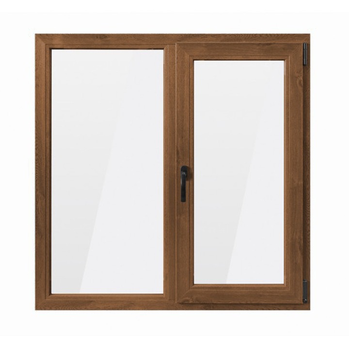 Fereastra PVC cu geam termopan, profil VEKA 76MD - 6 camere izolare, nuc, 1160x1160 mm, dreapta, oscilobatant