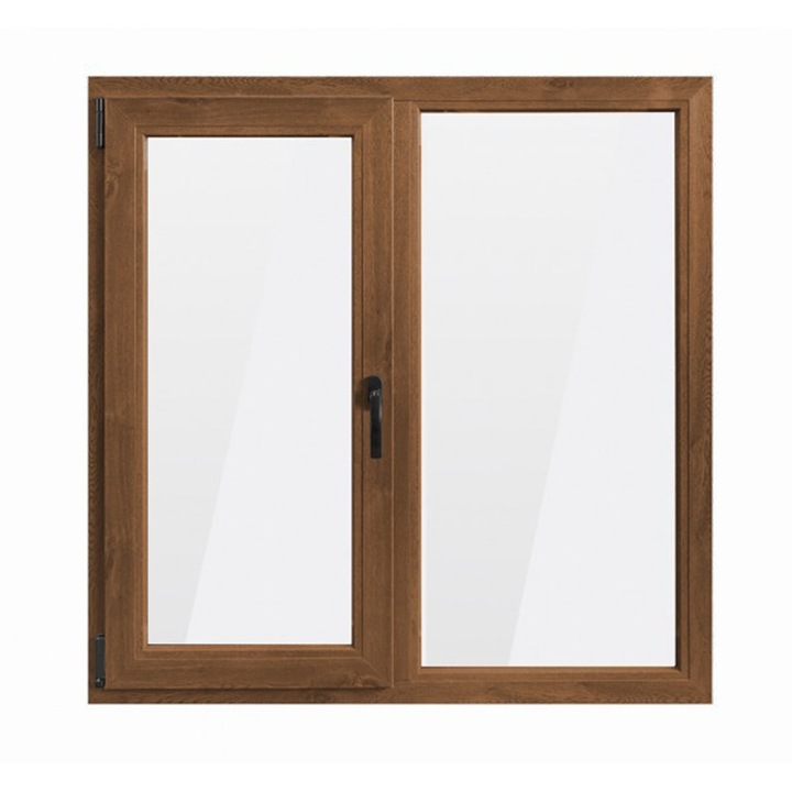 Fereastră PVC termopan Veka Softline 76MD, 6 camere izolare, 1200x1200 mm, deschidere oscilobatantă stânga, maro