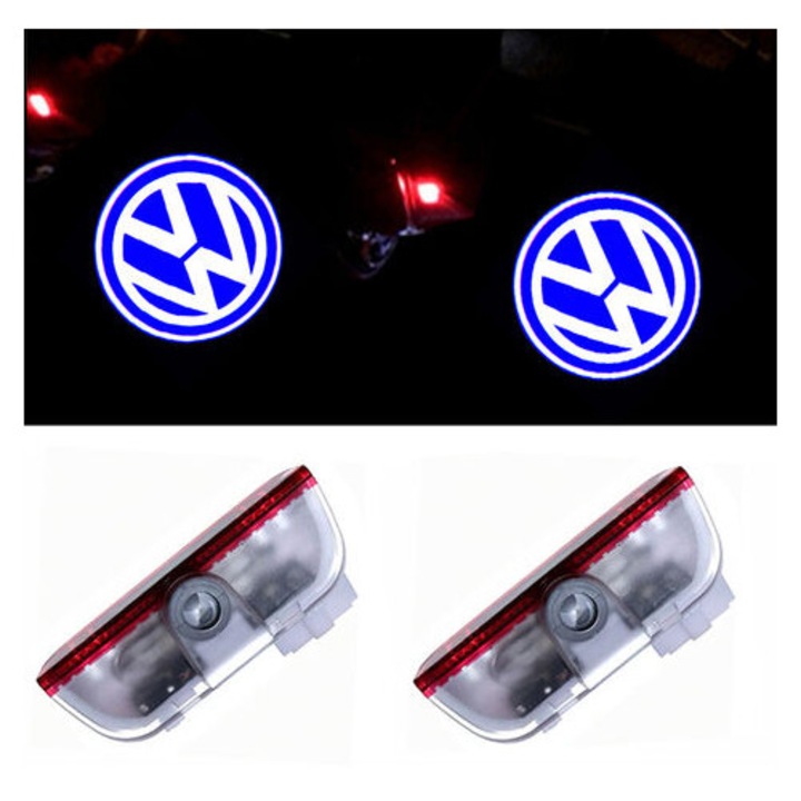 2 darabos LED projektorkészlet Volkswagen Passat, Golf, Touran modellekhez, 5W, DC 12V, műanyag és alumínium