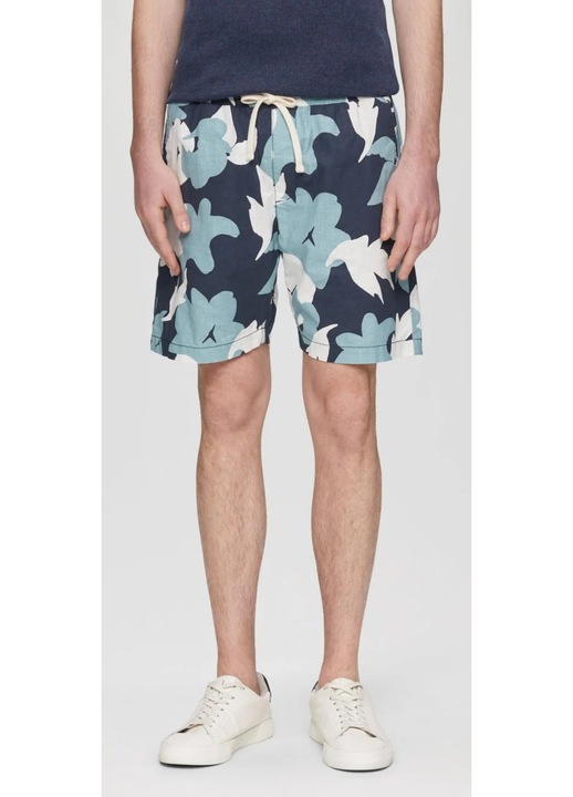 Q/S by s.Oliver Pantaloni scurti barbat cu imprimeu floral, Alb/Albastru/Bleumarin