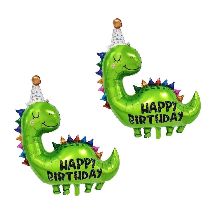 2 db-os fólia lufi szett, zöld dinoszaurusz 89cm, gyerekzsúr dekoráció