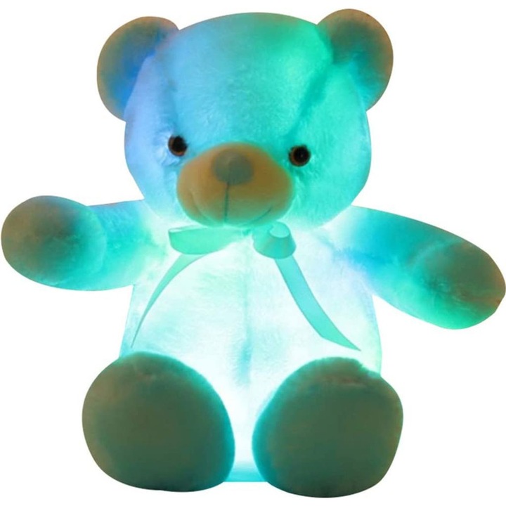 Ursulet de plus HERUSI cu LED albastru 30cm