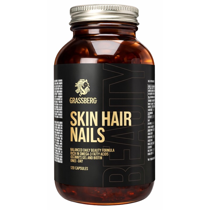 Supliment alimentar Grassberg, Skin Hair Nails - Vitamine pentru piele, par, unghii 120 caps