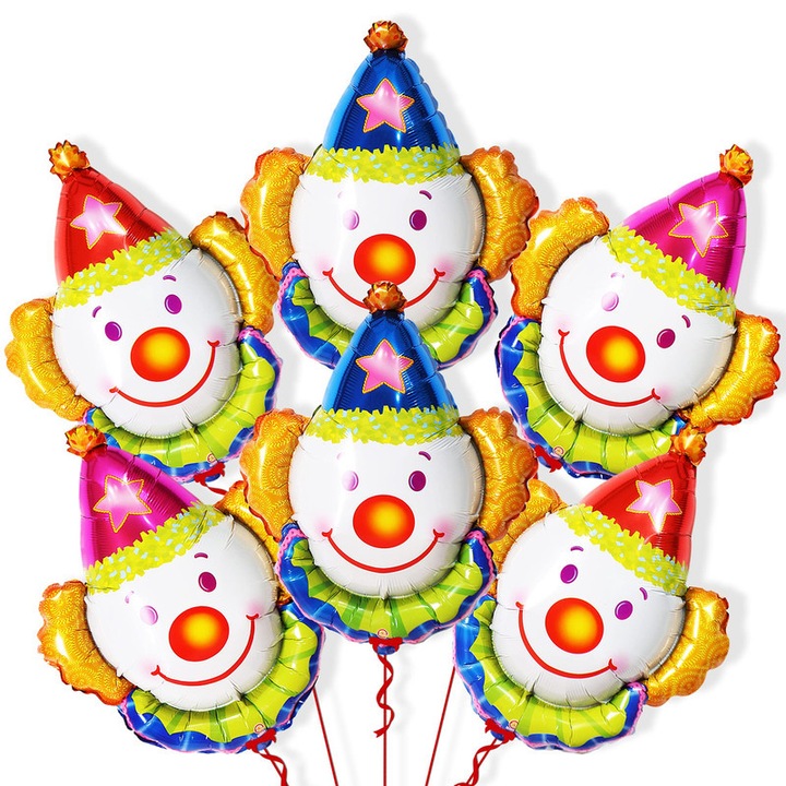 Set 6 baloane clovn, 81x81cm, multicolor, reutilizabile