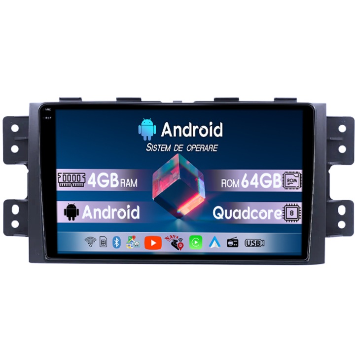 Navigatie dedicata KIA Borrego Mohave 2008-2012, 4GB RAM 64GB ROM, Quad Core, Display 9" QLED 1K, Carplay, Android 14, Bluetooth, Magazin Play, Suport Camere AHD