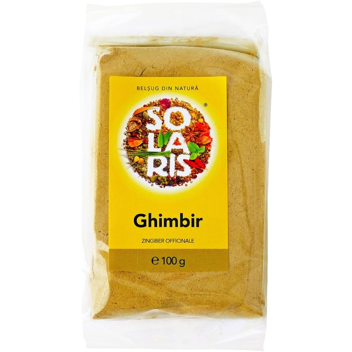 Ghimbir (Zingiber officinale) pulbere, fara aditivi, arome sau conservanti, 100% natural, 100g, Solaris Plant