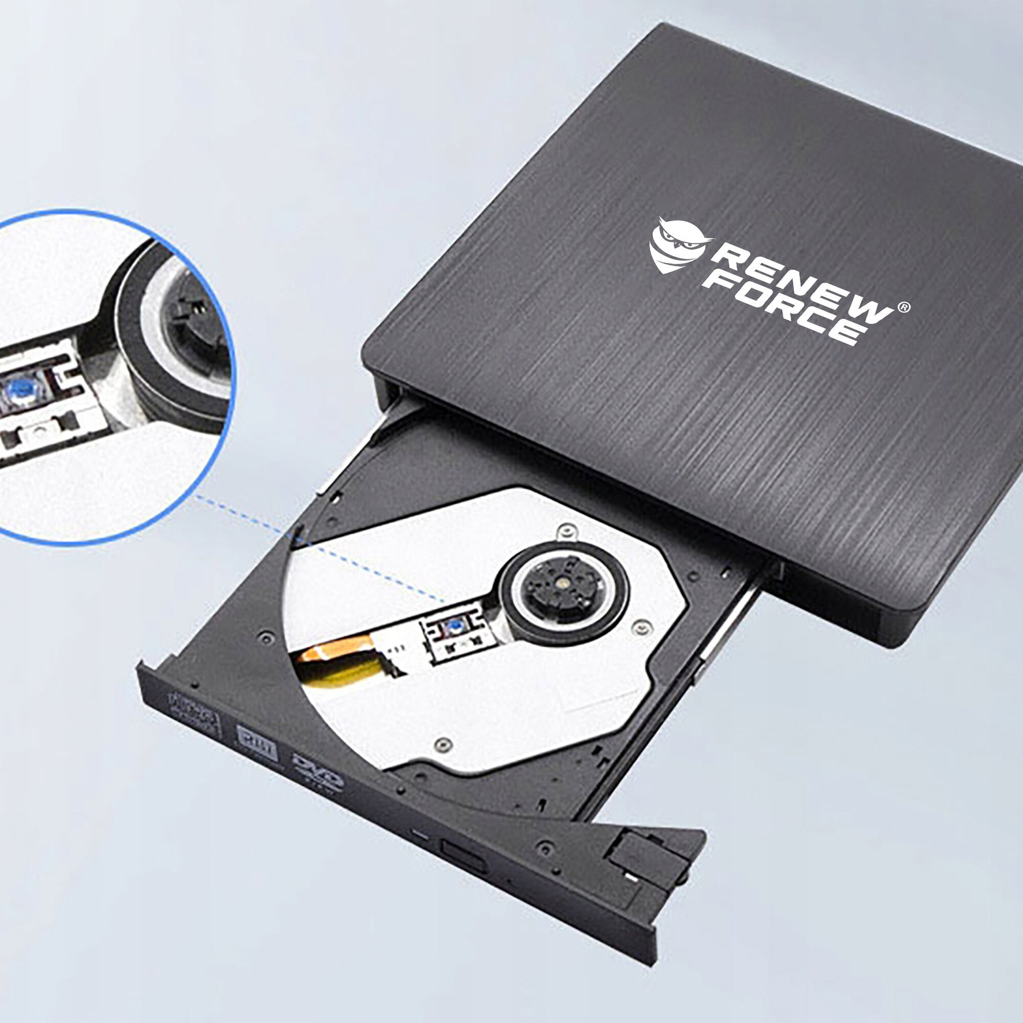 Renew Force USB 3.0 külső DVD-író, ultravékony, CD-R/DVD-ROM/RW, Plug ...