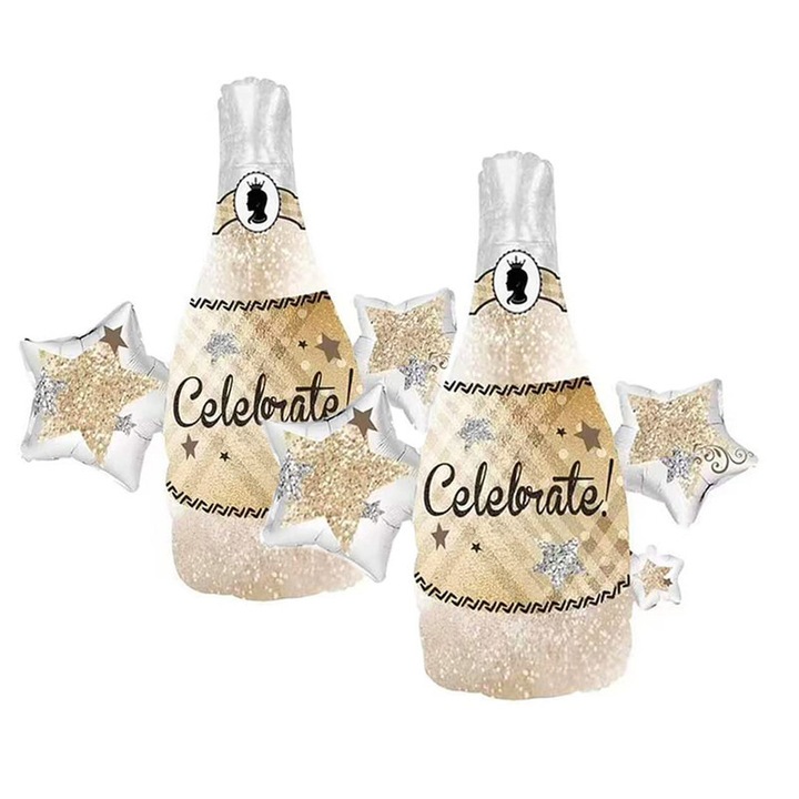 2 db pezsgős fólia lufi szett, 35"-es partira