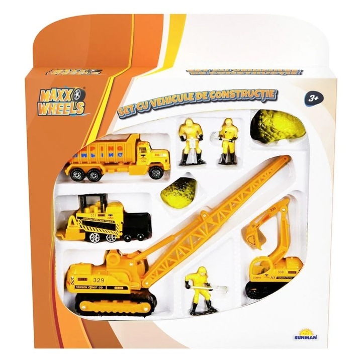 Építőipari jármű készlet, Maxx kerekek, daru