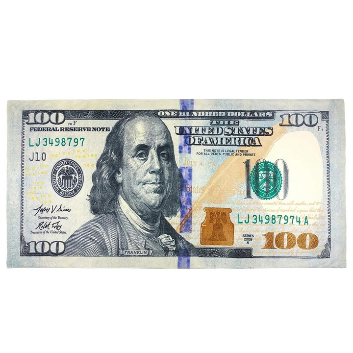 Prosop plaja, MENZ, model Dollar USA, 90 x 180 cm, multicolor