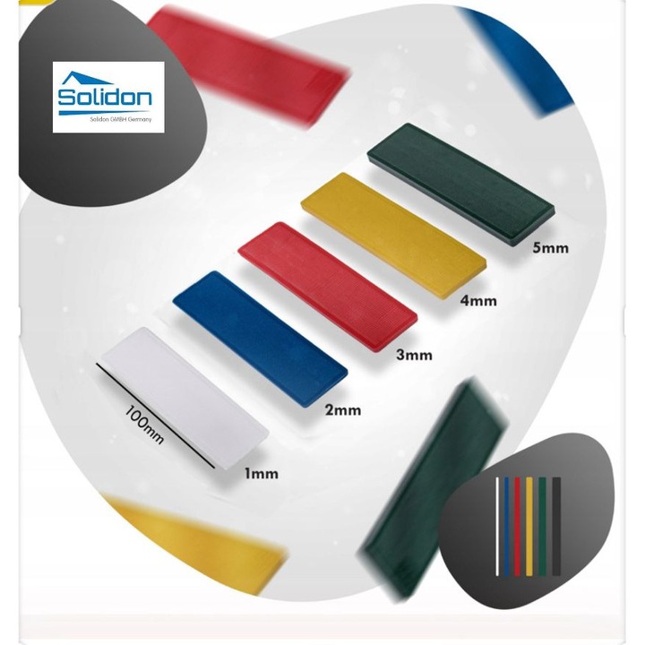 Set 400 buc, Lame din plastic premium, 30mm x 100mm, SOLIDON, distantiere, cale geamuri, distantiere de geam termopan, parchet laminat, dimensiuni: 2, 3, 4, 5 mm