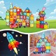 Set Inteligent Constructie Magnetic 70 Piese, Educativ, Creativ, "MAGNETIC CONSTRUCTION BLOCKS", Numeroase Posibilitati Construit Creativ, Dezvoltarea Abilitatilor Motrice si a Imaginatiei