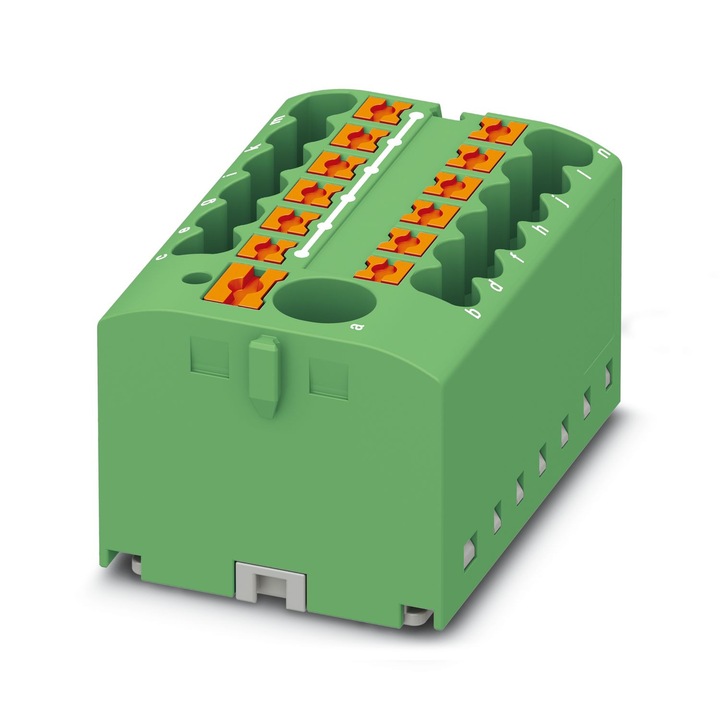 Bloc de distributie Push-in PTFIX 6/12X2,5 GN verde, 13 conexiuni, 24 A 450 V Phoenix Contact 3273360