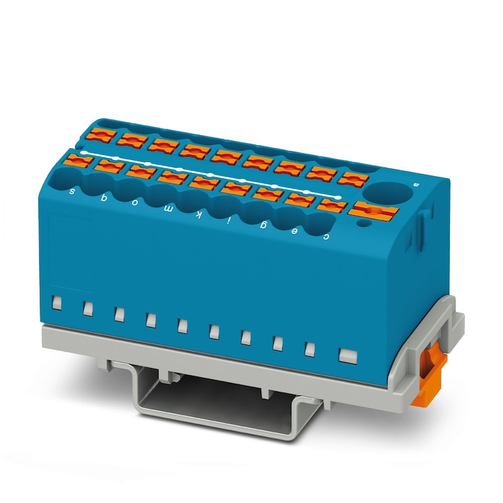 Bloc de distributie PTFIX 6/18X2,5-NS35 BU albastru, 19 conexiuni, 24 A 450 V cu support montare pe sina, Phoenix Contact 3273112