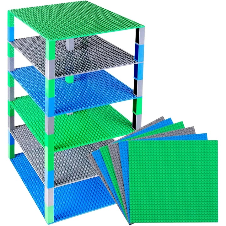6 db 25x25 cm-es csempe és 50 db építőkocka. LEGO-kompatibilis