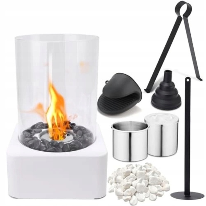 Biocominek, set 2 camere, inox, sticla, 16x16x26cm