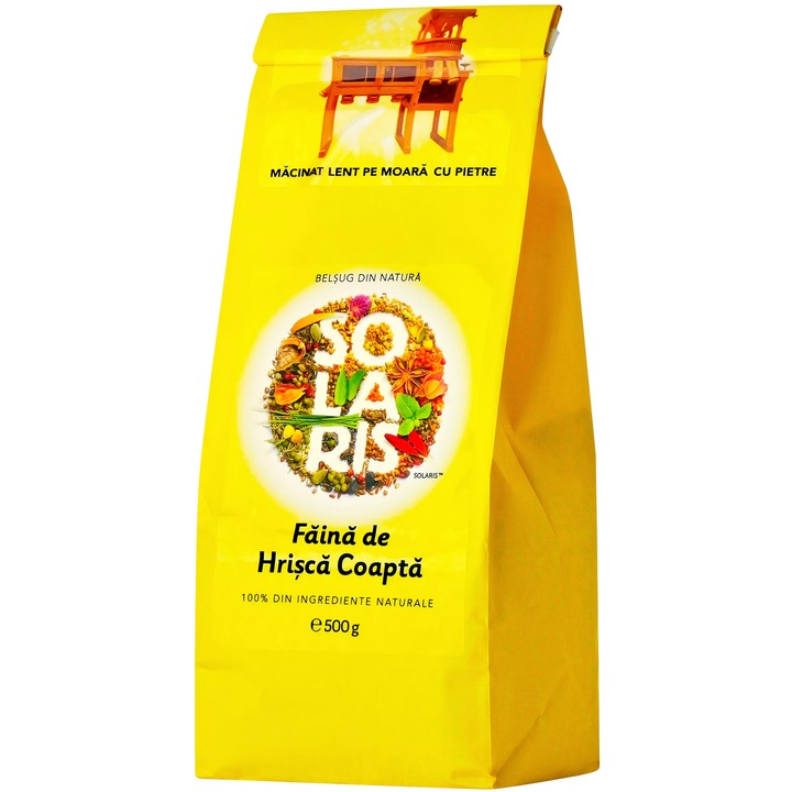 Faina de Hrisca, macinata lent pe moara traditionala cu pietre, fara aditivi, 100% naturala, 500g, Solaris Plant